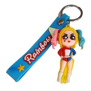 Harley Quinn 3D Keychain Blue Wrist Strap